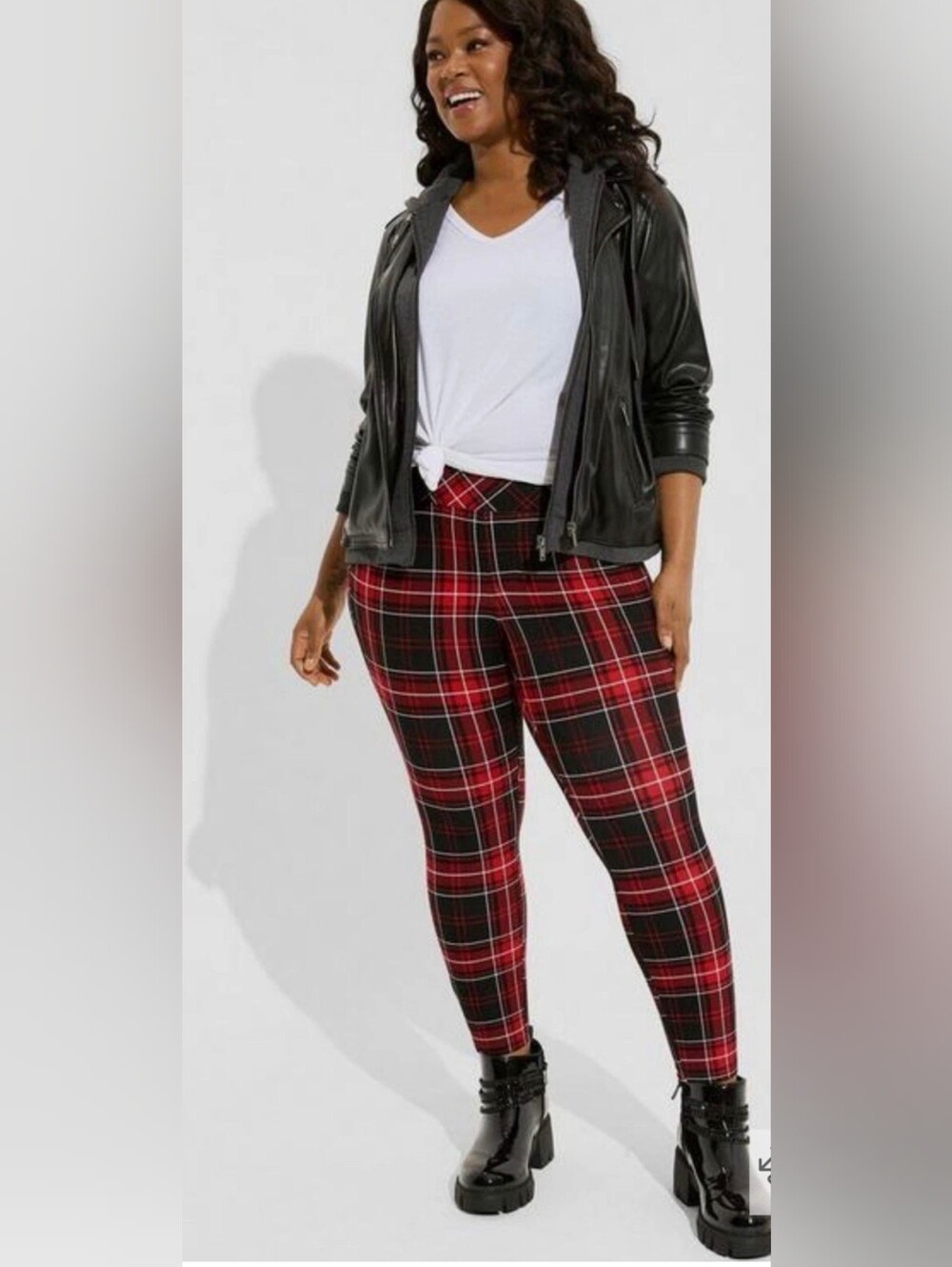 torrid Red and Black Plaid Pixie Pants